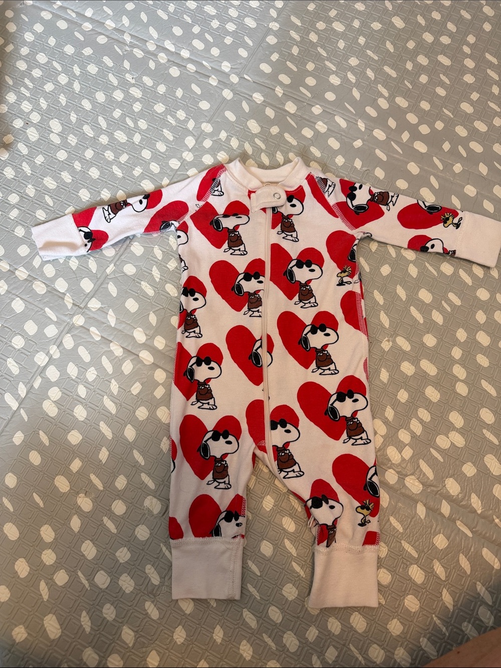 Hanna Andersson Snoopy Joe Cool Peanuts Heart One Piece Pajama 3-6 months